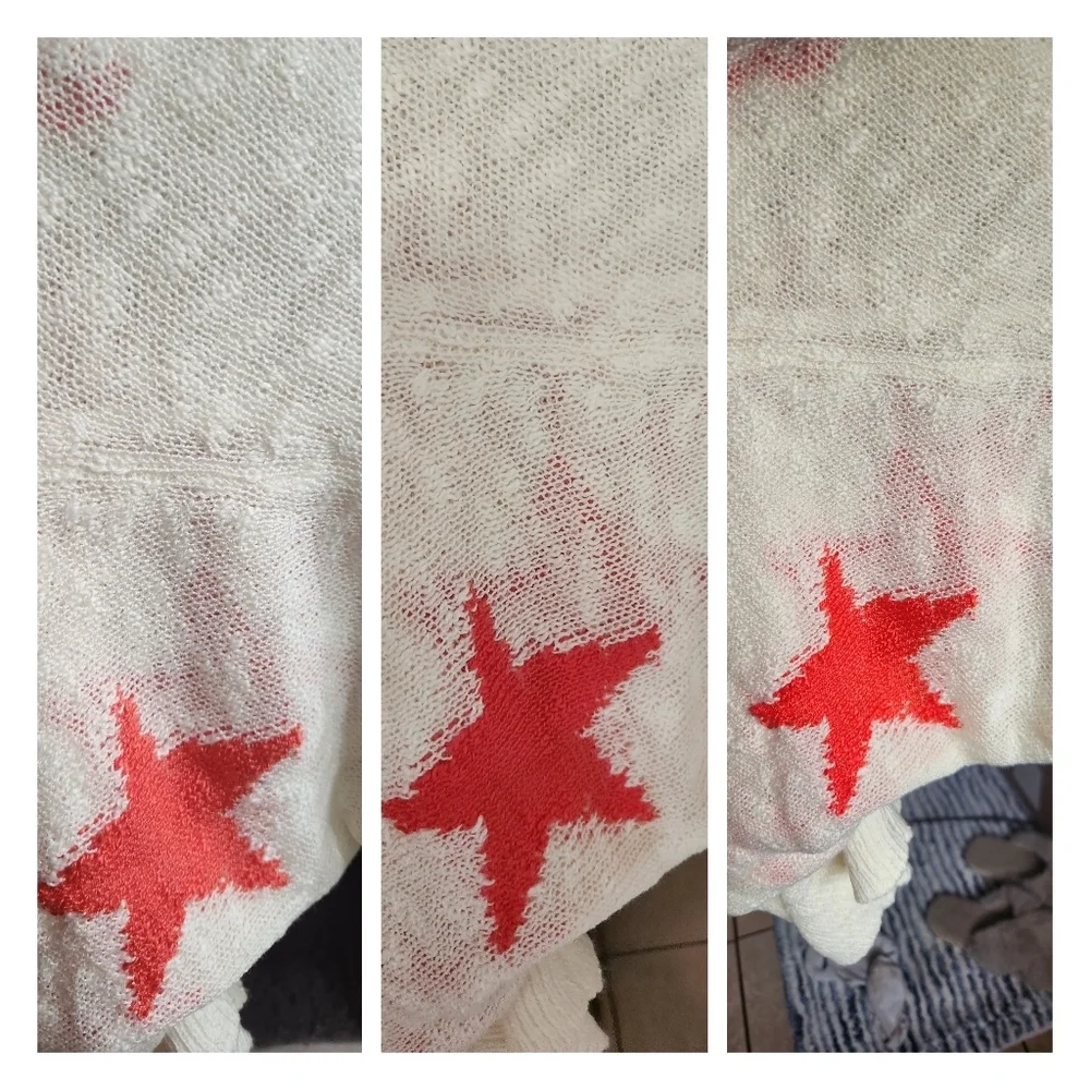 Scoop Neck Long Sleeve Star Pullover Sweater